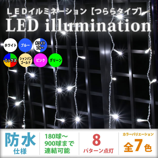 LEDナイアガラ イルミネーション400球（シャンパンゴールド） クリスマスライト　カーテンライト  電飾 流れる　電球色 - 3